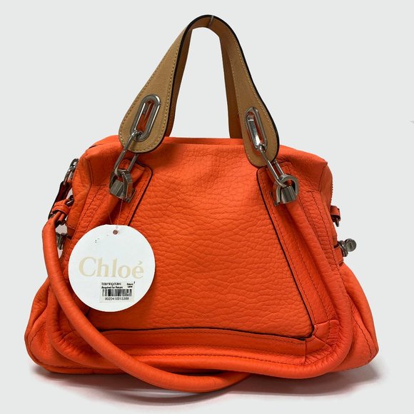 Chloe Paraty Orange Fizz Leather Satchel Bag - Picture 1 of 9